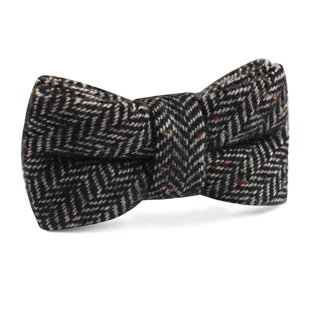 Herringbone Raven Black Wool Kids Bow Tie