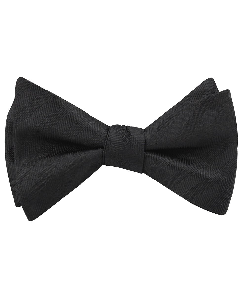 Hitchcock Midnight Black Striped Self Tied Bow Tie