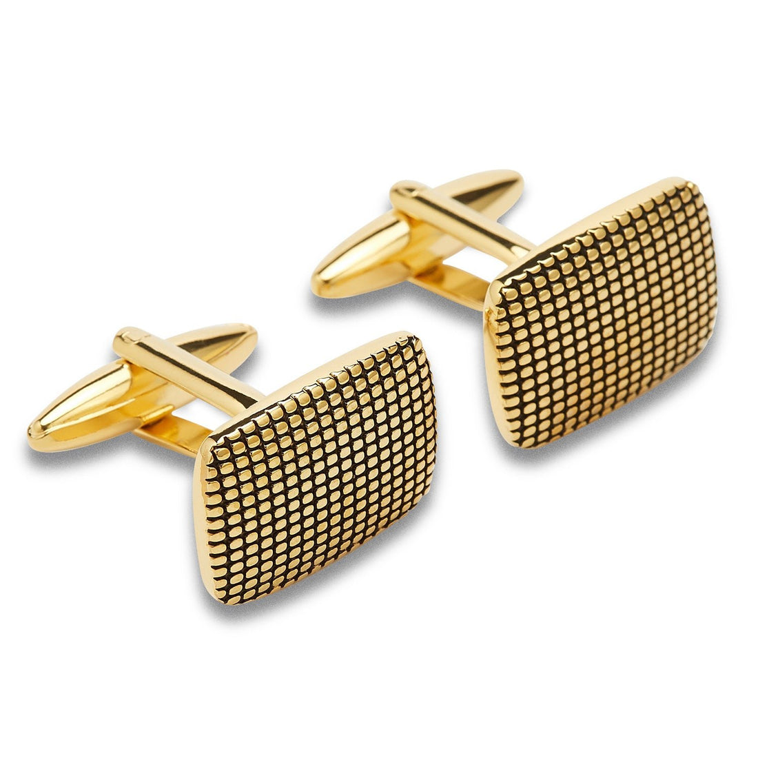 Hugh Capet Gold Studded Rectangle Cufflink