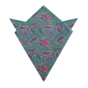 Hunter Green Isfahan Paisley Pocket Square