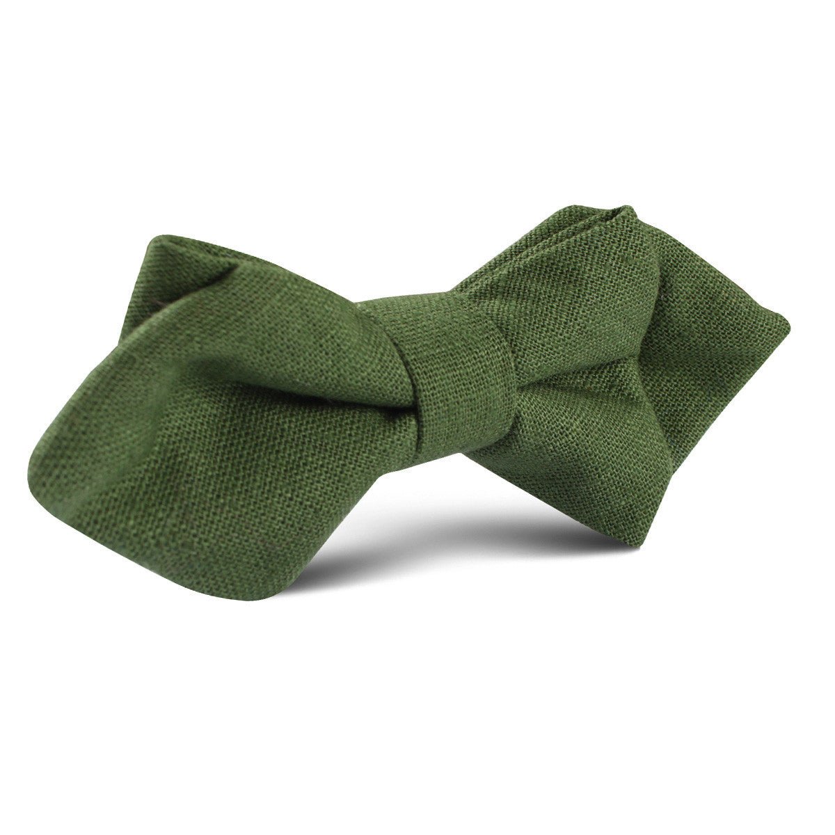 Hunter Green Slub Linen Diamond Bow Tie