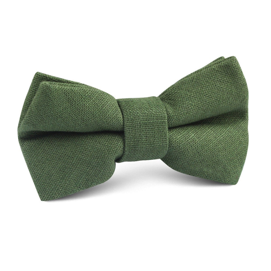 Hunter Green Slub Linen Kids Bow Tie