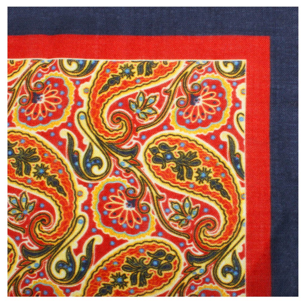 Mr. Jones Orange Paisley Wool Pocket Square