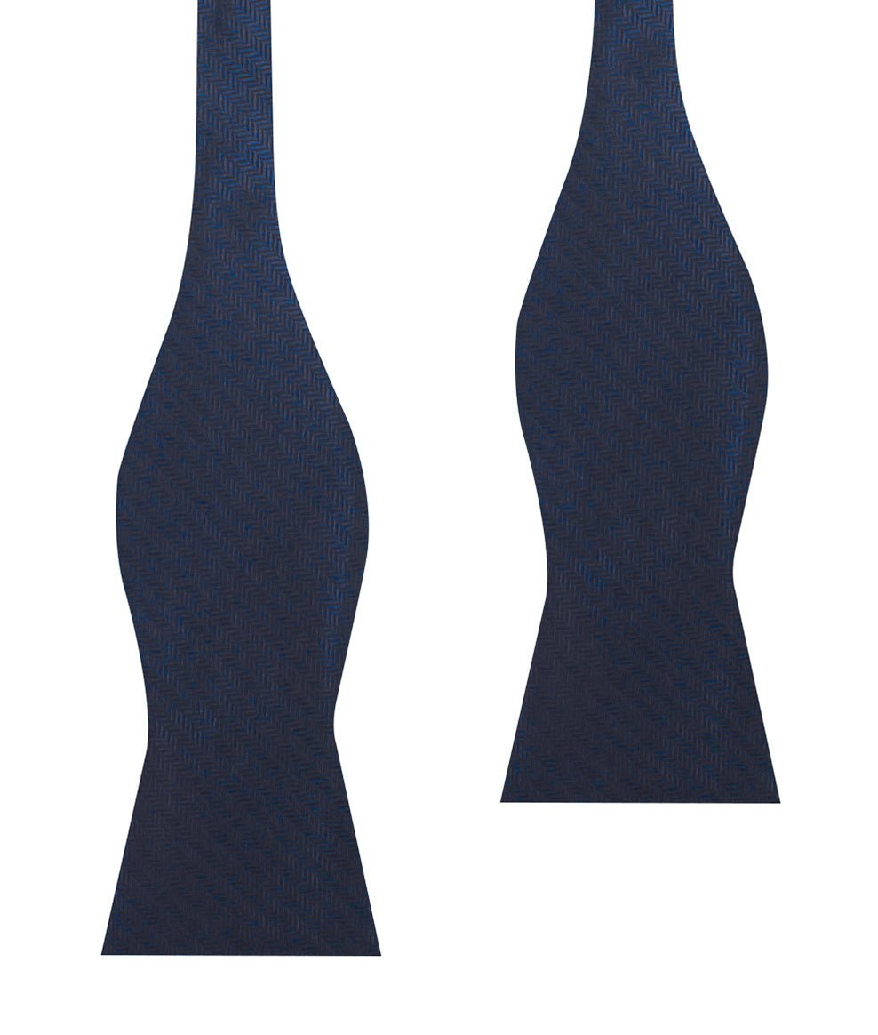 Indigo Blue Herringbone Self Bow Tie