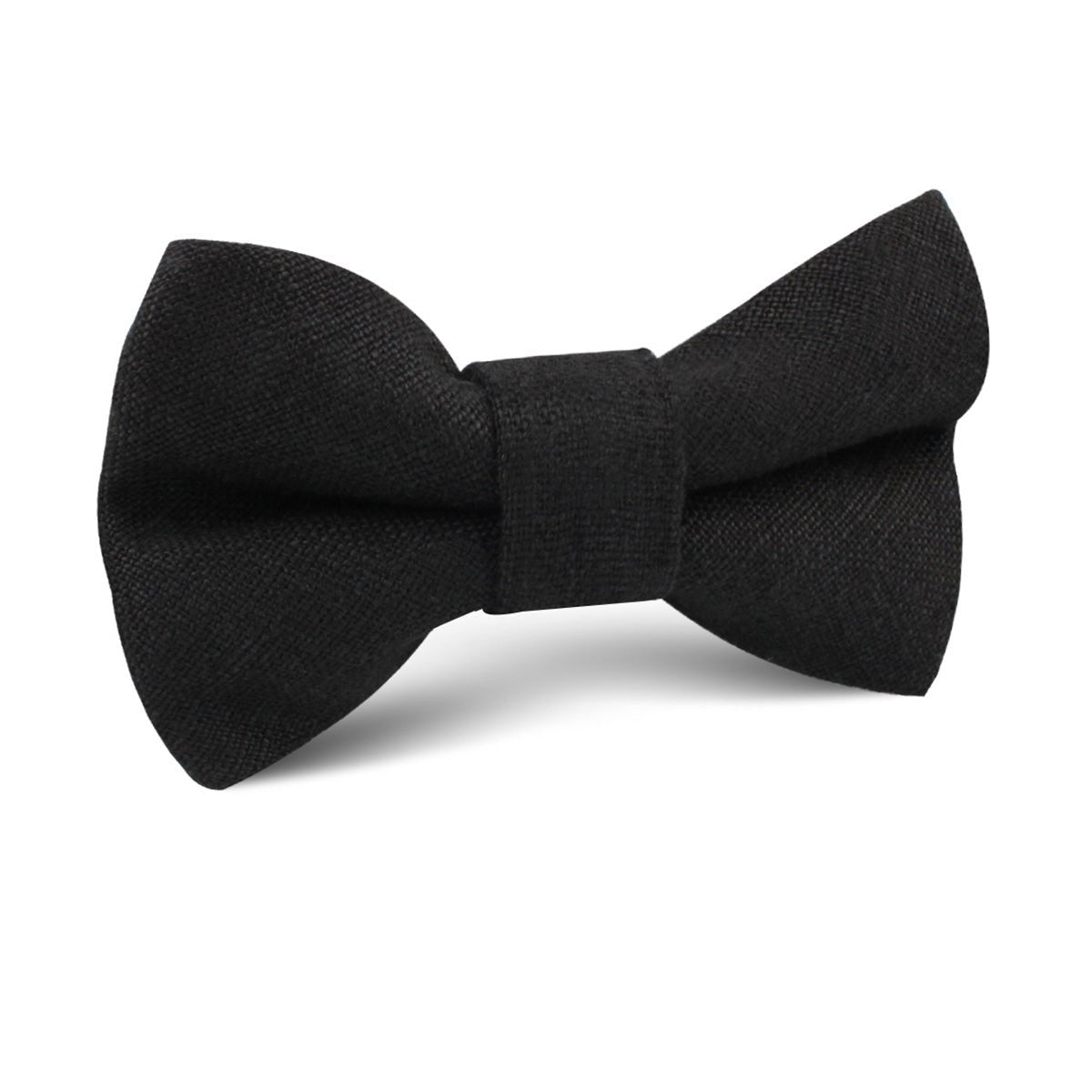 Ink Black Slub Linen Kids Bow Tie