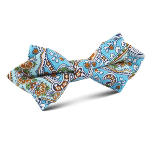 Isola Comacina Blue Paisley Diamond Bow Tie