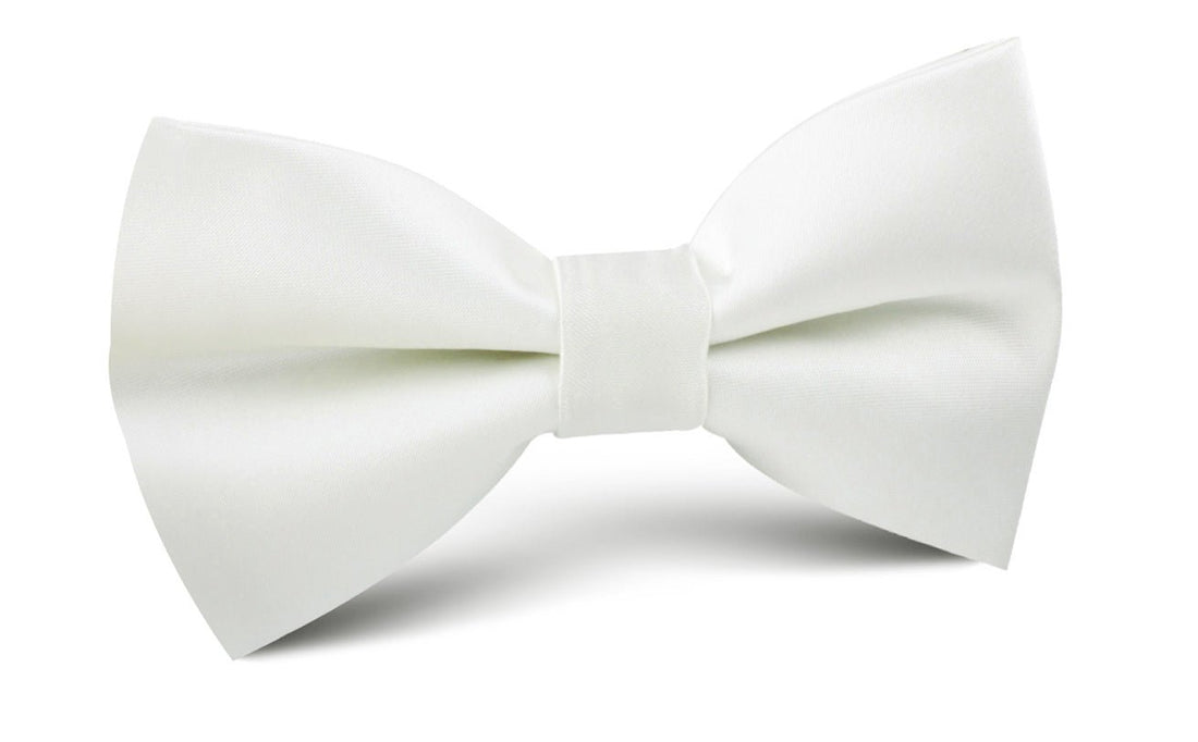 Ivory Crisp Satin Bow Tie