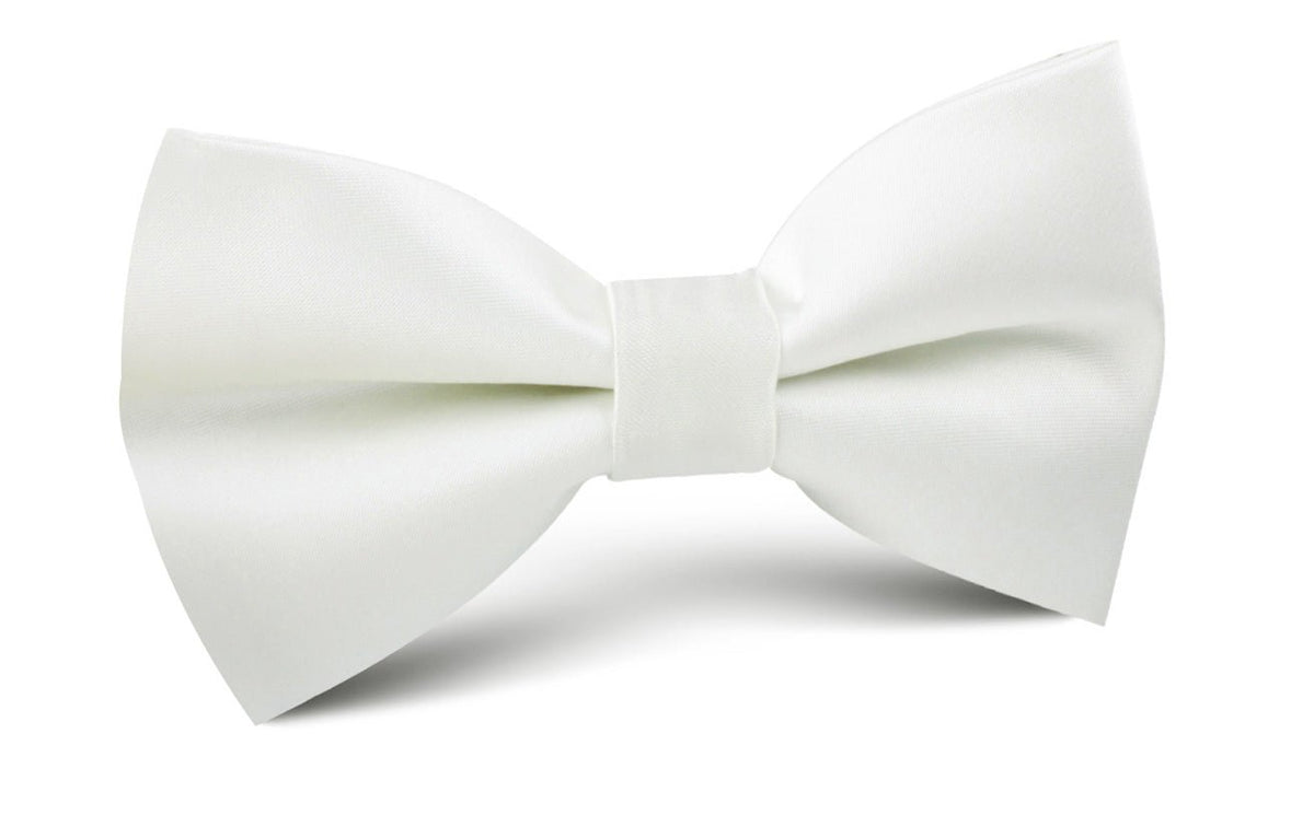 Ivory Crisp Satin Bow Tie