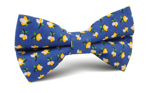 Iwaki Blue Petunia Floral Bow Tie