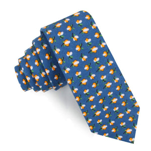 Iwaki Blue Petunia Floral Skinny Tie