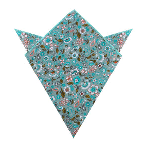 Japanese Sage Green Floral Pocket Square