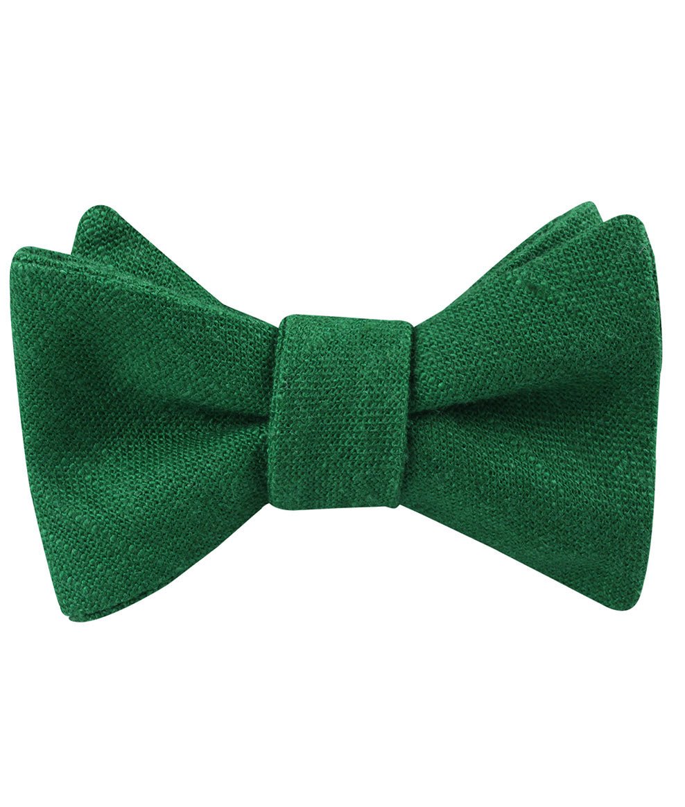 Juniper Dark Green Grain Linen Self Tied Bow Tie