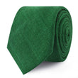 Juniper Dark Green Grain Linen Skinny Ties