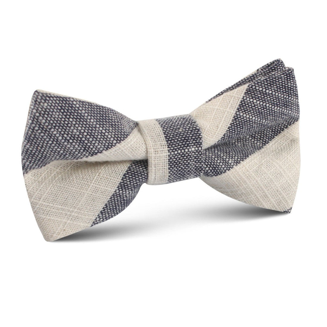 Kekova Blue Striped Linen Kids Bow Tie