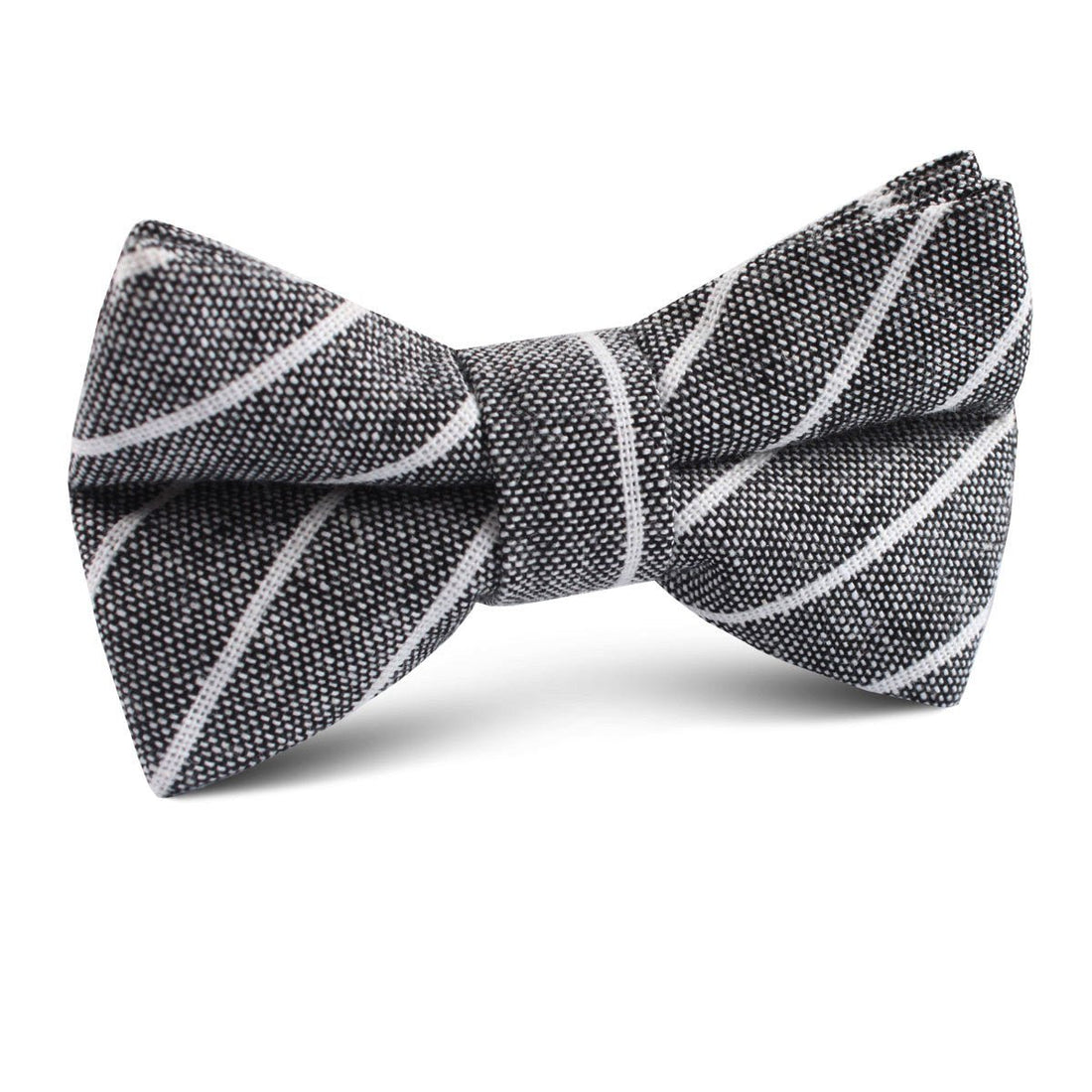 Kettle Linen Black Pinstripe Kids Bow Tie