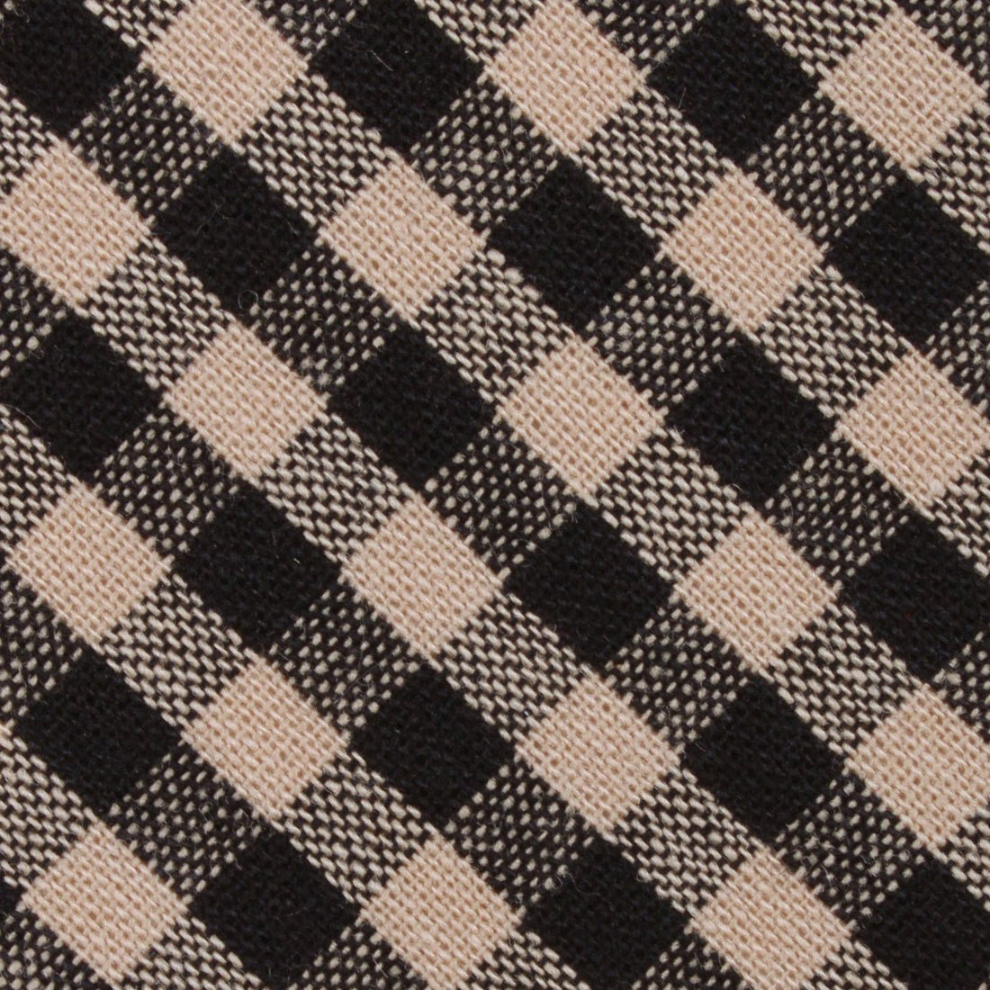 Khaki Black Gingham Blend Fabric Kids Bowtie