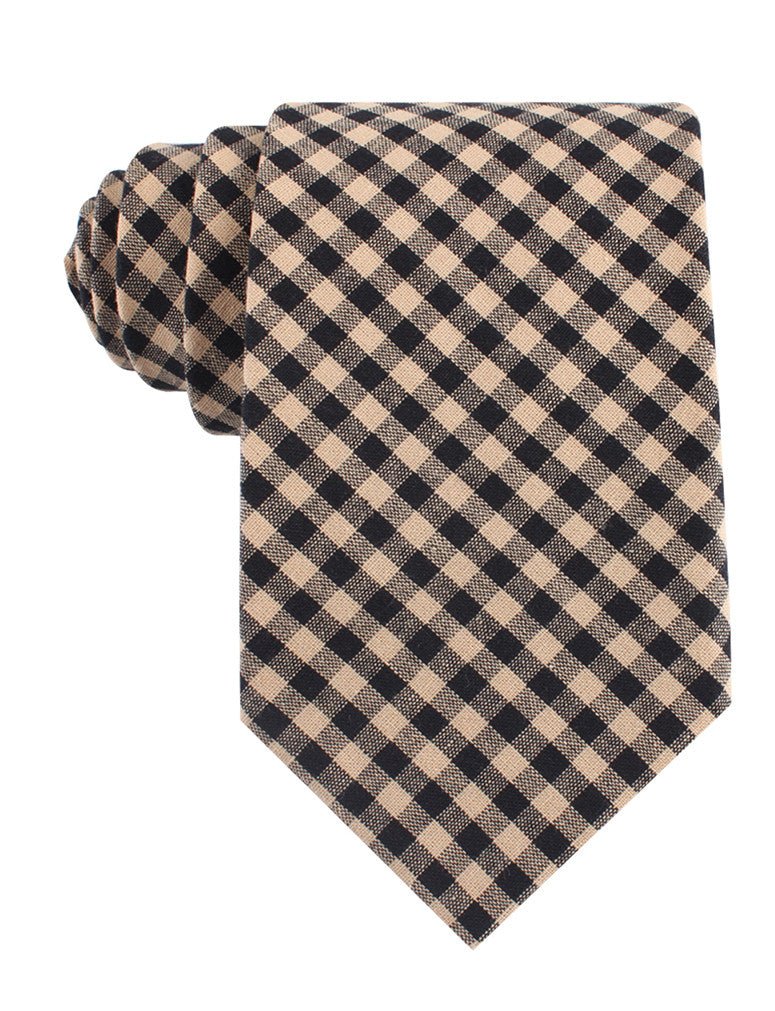 Khaki Black Gingham Blend Tie