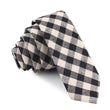 Khaki & Black Gingham Linen Skinny Tie