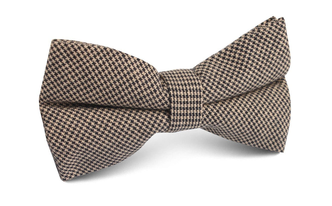 Khaki Black Houndstooth Blend Bow Tie