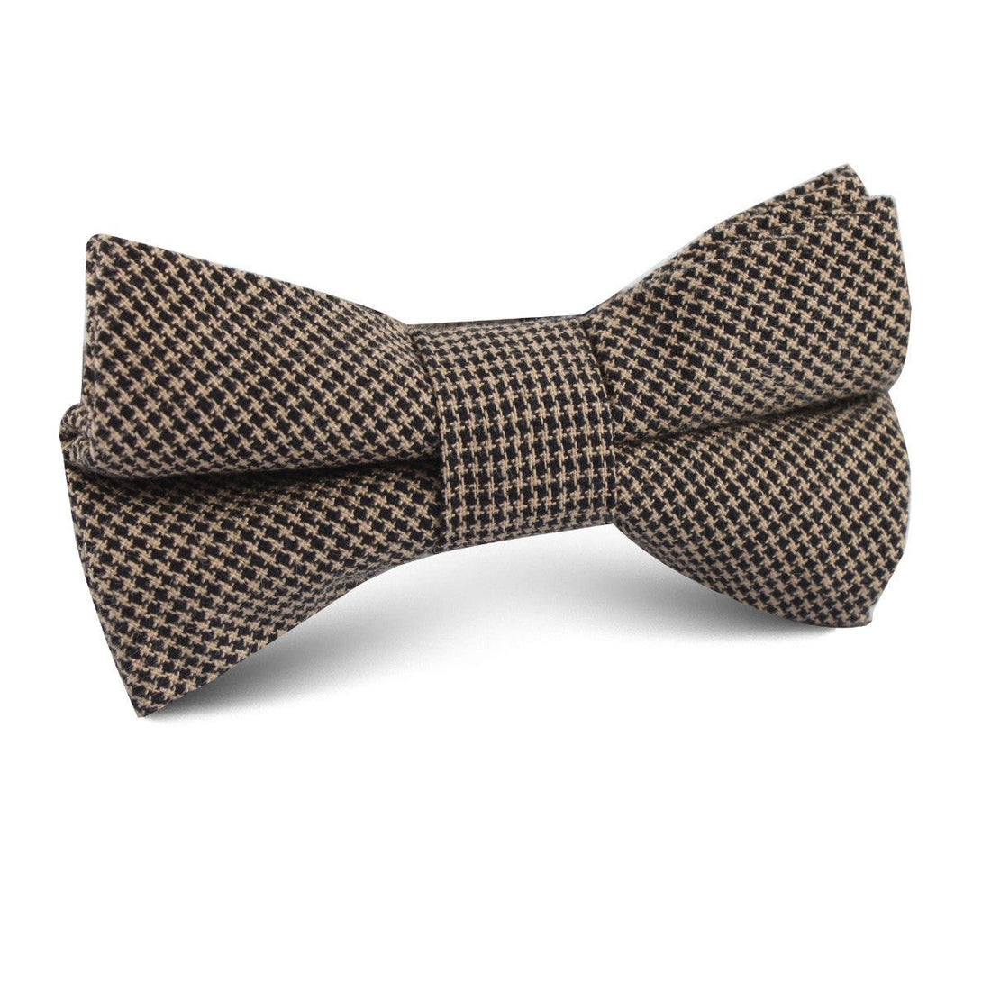 Khaki Black Houndstooth Blend Kids Bow Tie