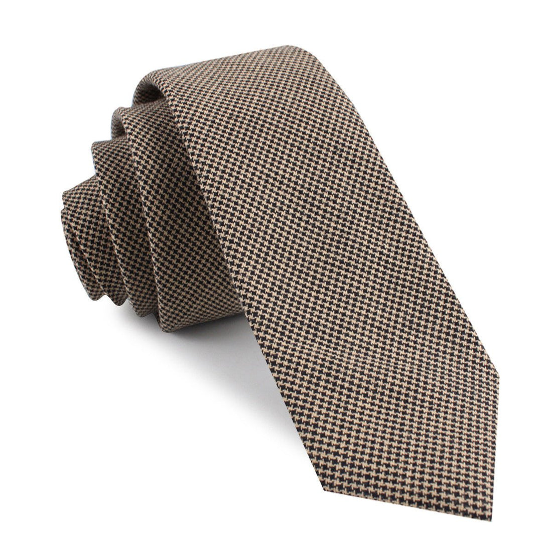 Khaki Black Houndstooth Blend Skinny Tie