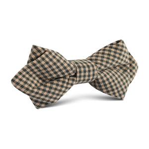 Khaki Green Gingham Blend Diamond Bow Tie