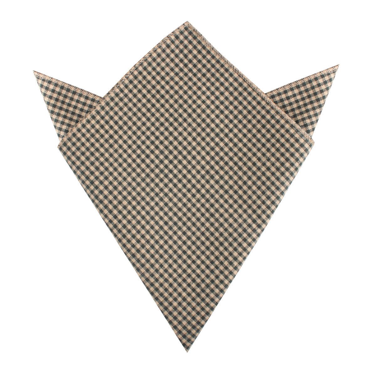 Khaki Green Gingham Blend Pocket Square