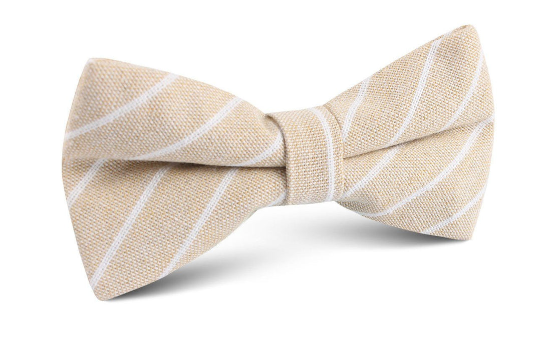 Khaki Linen Pinstripe Bow Tie