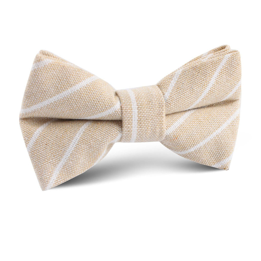 Khaki Linen Pinstripe Kids Bow Tie