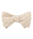 Khaki Linen Pinstripe Self Tied Bowtie