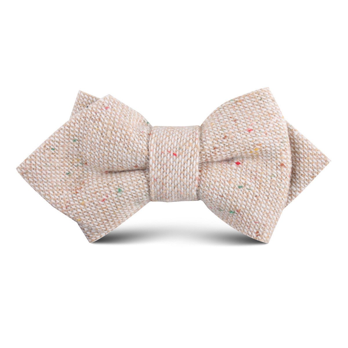 Khaki Sharkskin Kids Diamond Bow Tie