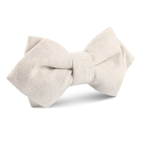 Khaki Twill Stripe Linen Diamond Bow Tie