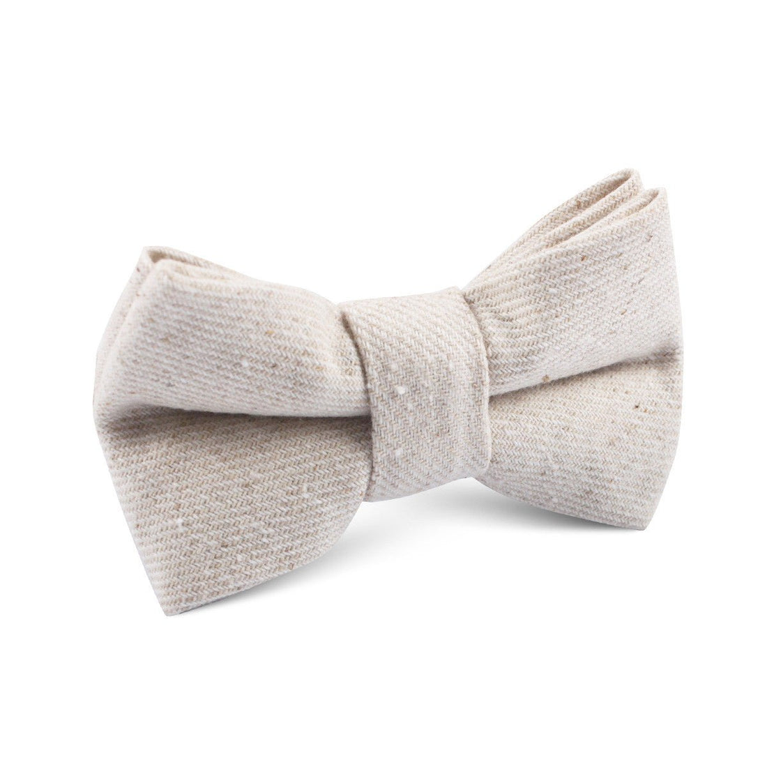 Khaki Twill Stripe Linen Kids Bow Tie