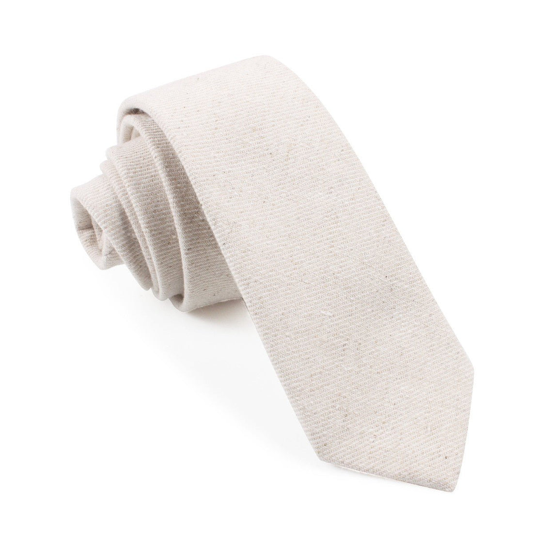 Khaki Twill Stripe Linen Skinny Tie