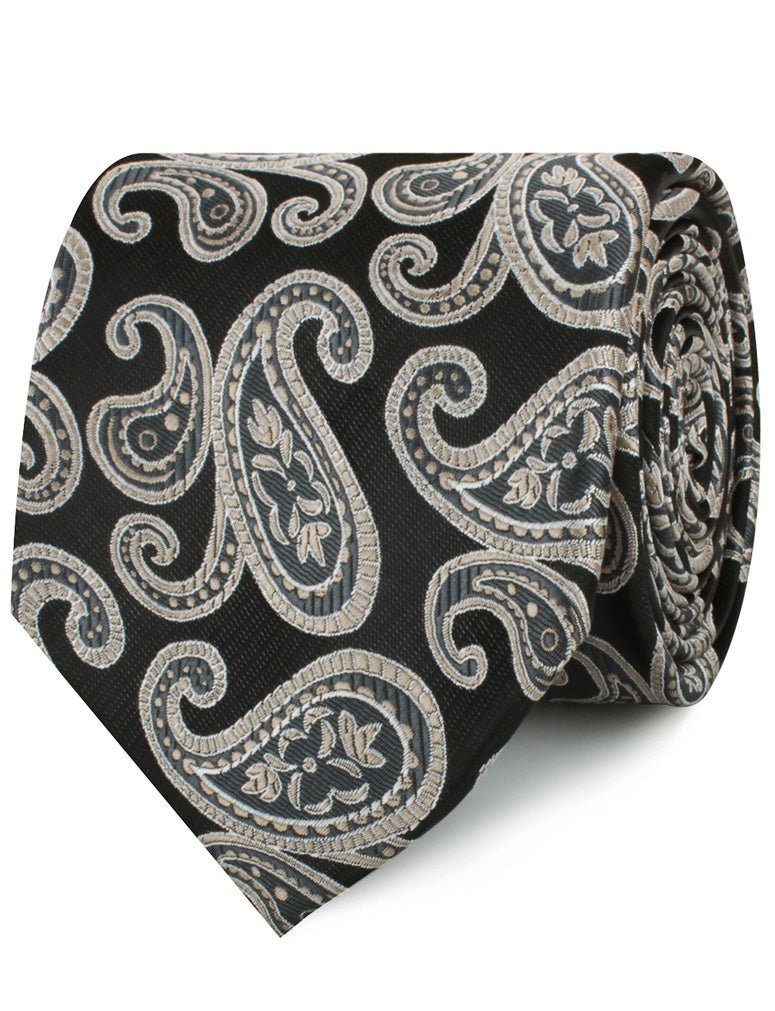 King of Persia Black Paisley Neckties