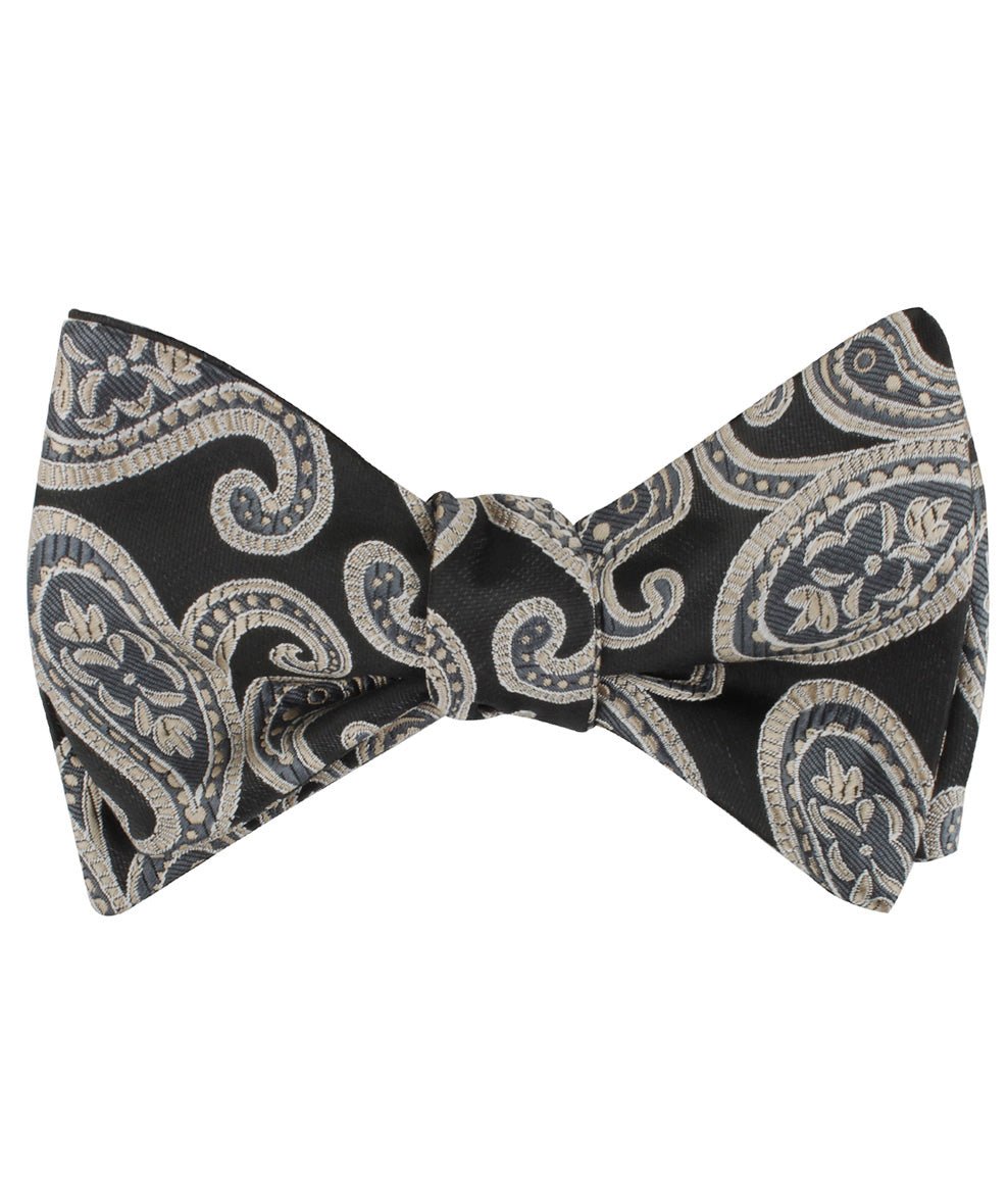 King of Persia Black Paisley Self Tie Bow Tie