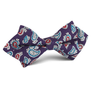 Lago di Bolsena Purple Paisley Diamond Bow Tie