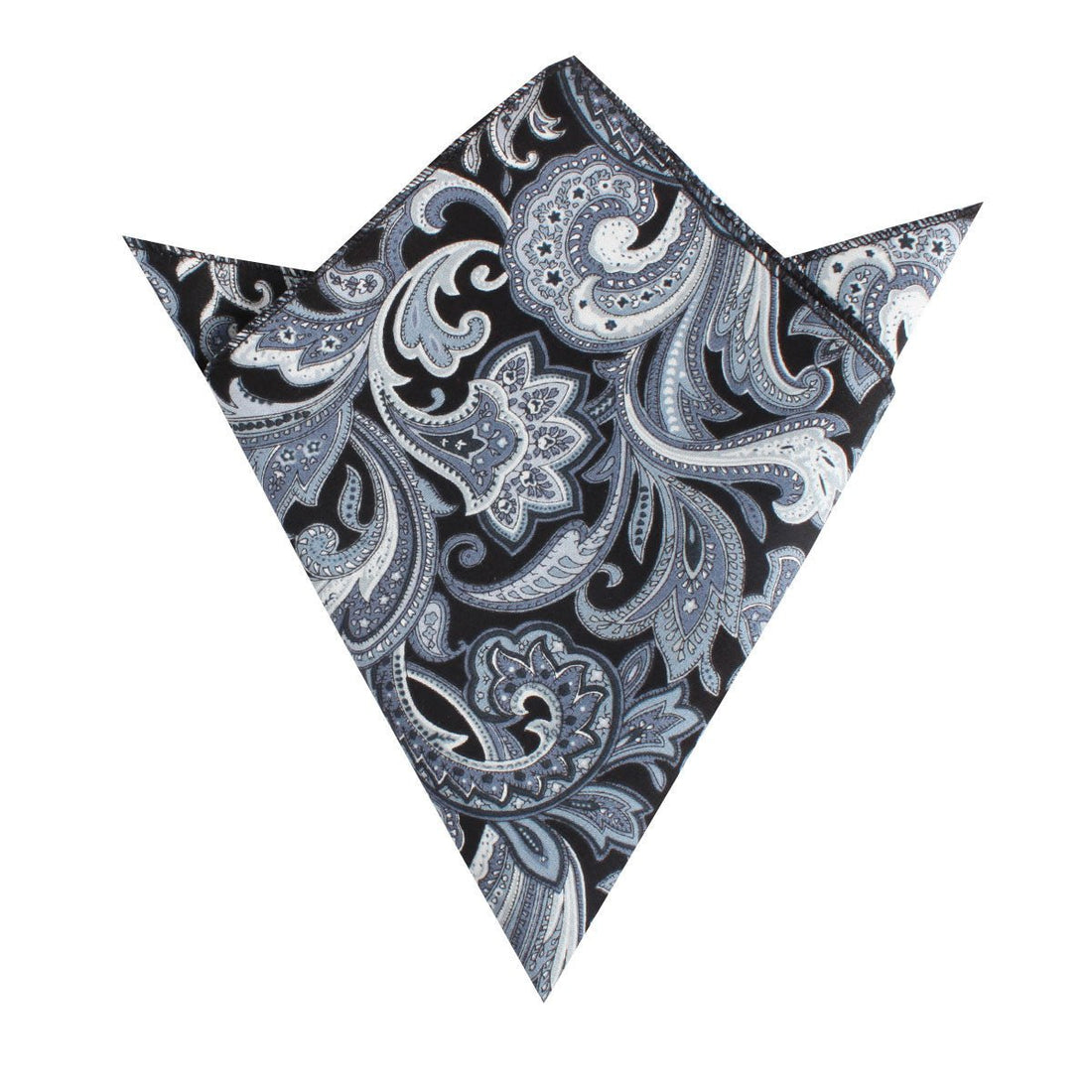 Lampedusa Black & Grey Paisley Pocket Square