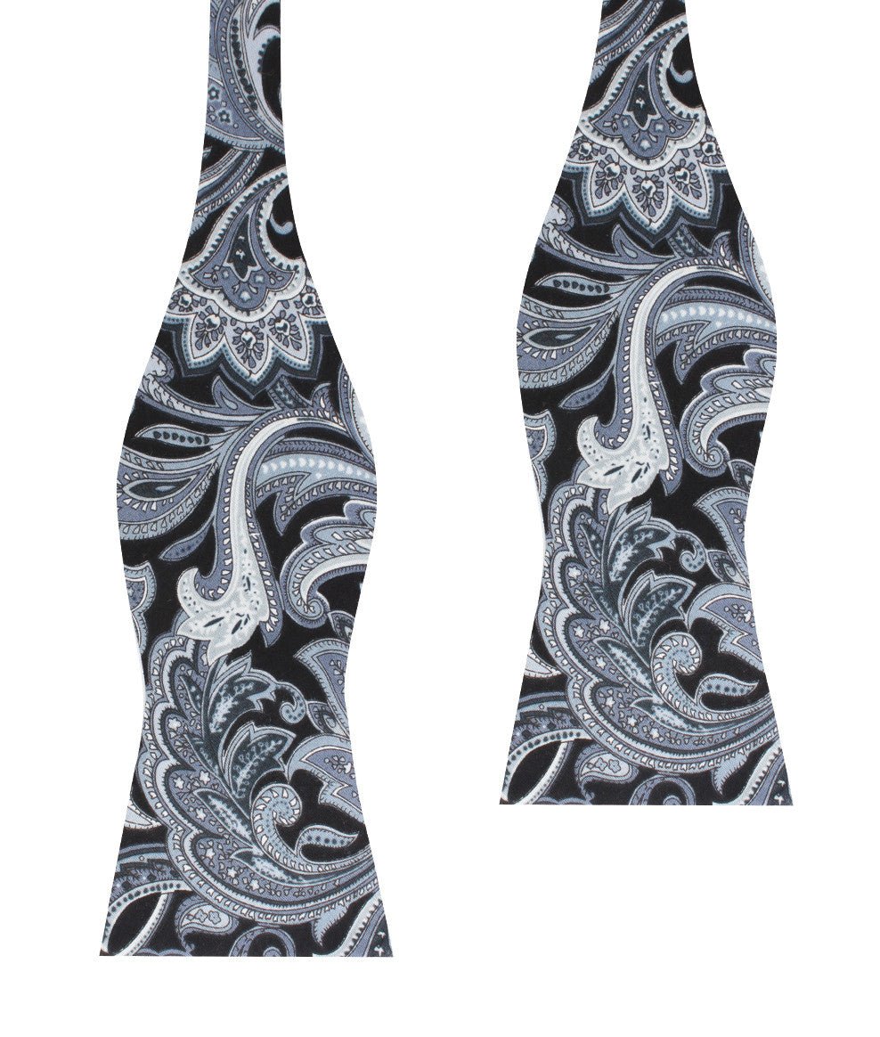 Lampedusa Black & Grey Paisley Self Bow Tie