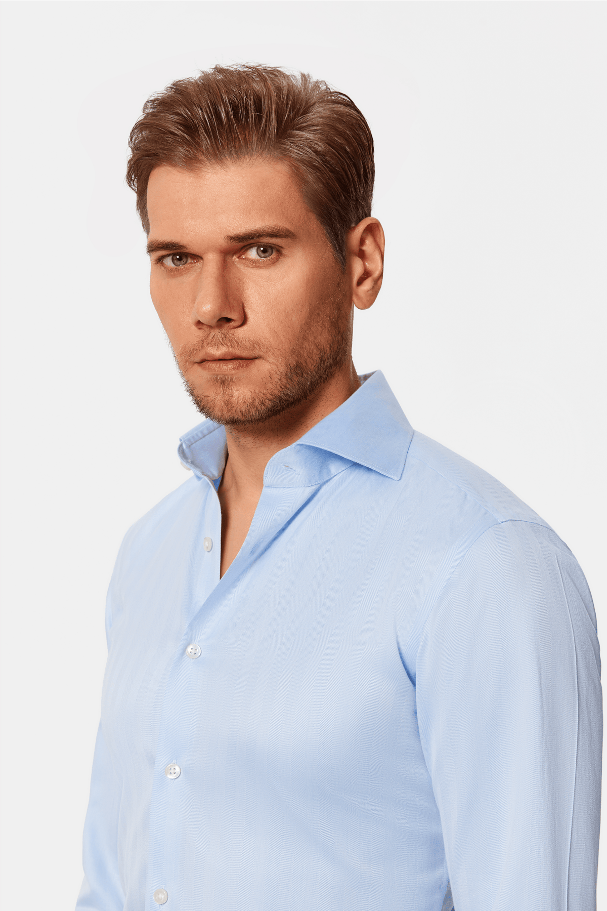 Lapaglia Blue Herringbone Dobby Non-Iron Shirt