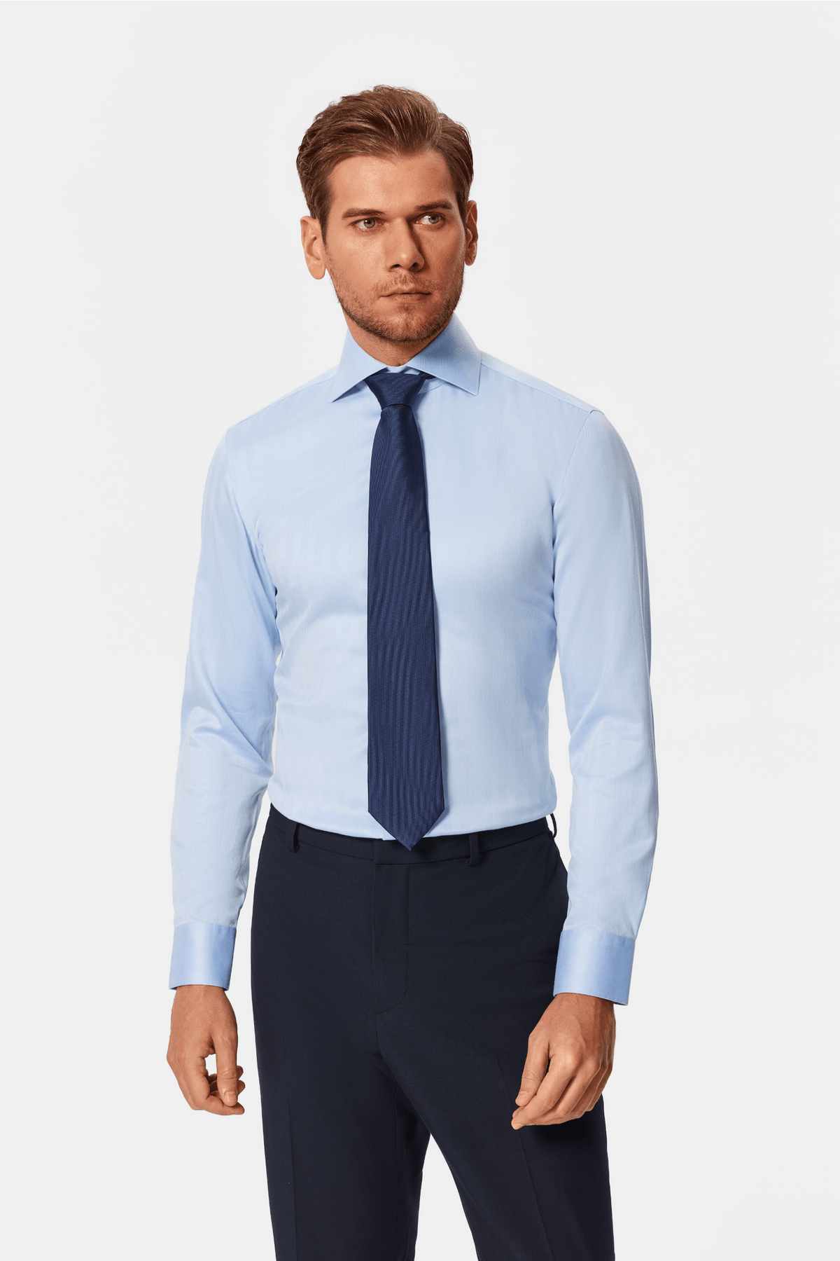 Lapaglia Blue Herringbone Dobby Non-Iron Shirt