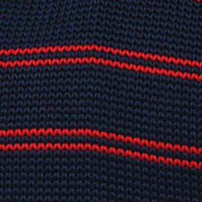 Lester Navy Blue with Red Striped Knitted Tie Fabric 