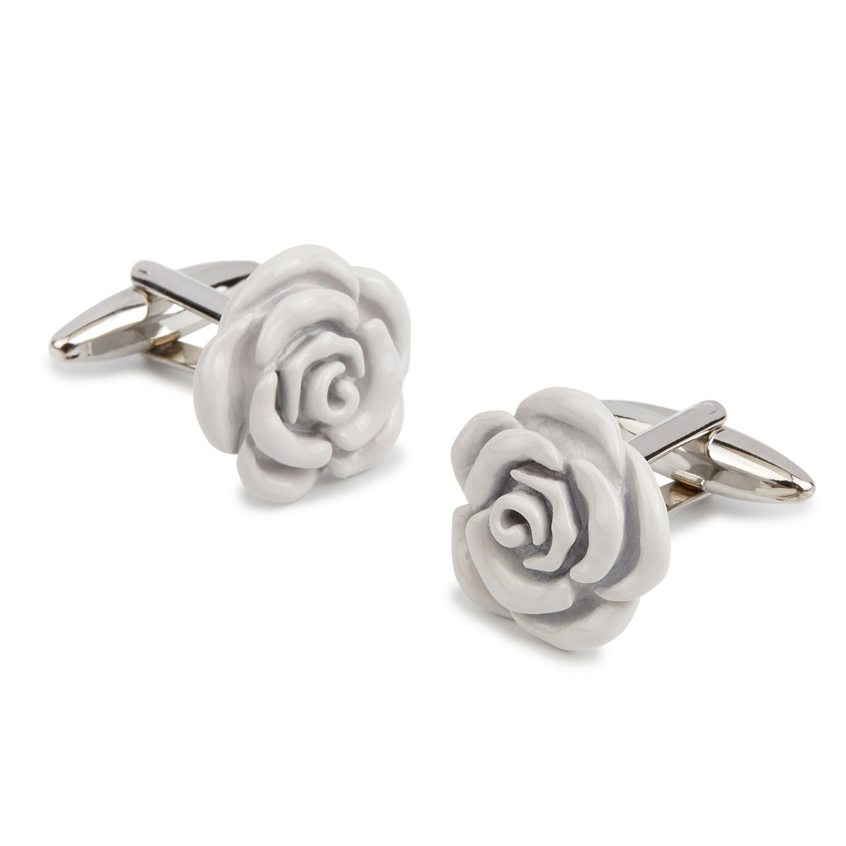 Light Grey Rose Metal Cufflinks