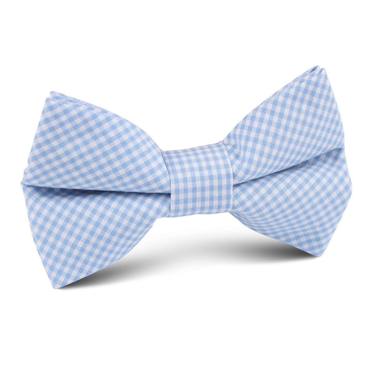 Light Blue Gingham Cotton Kids Bow Tie