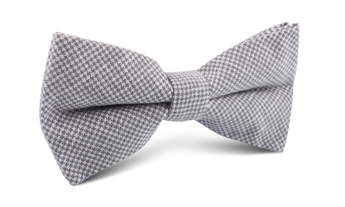 Light Grey Houndstooth Linen Bow Tie