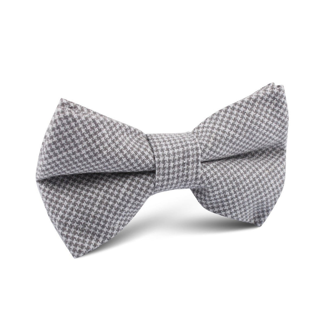 Light Grey Houndstooth Linen Kids Bow Tie