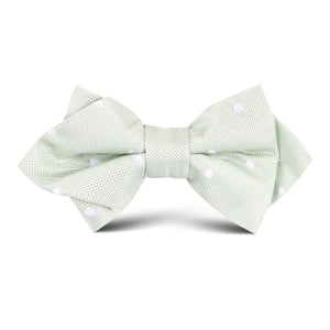 Light Pistachio Green Polkadot Kids Diamond Bow Tie