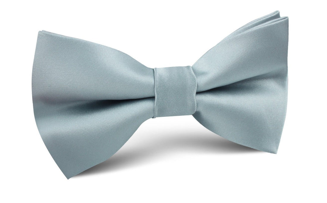 Light Silver Sage Satin Bow Tie