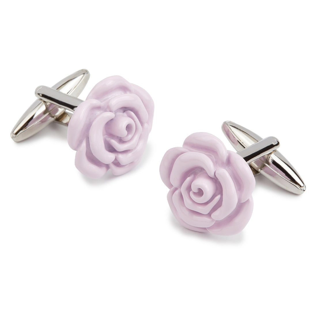 Lilac Purple Rose Metal Cufflink