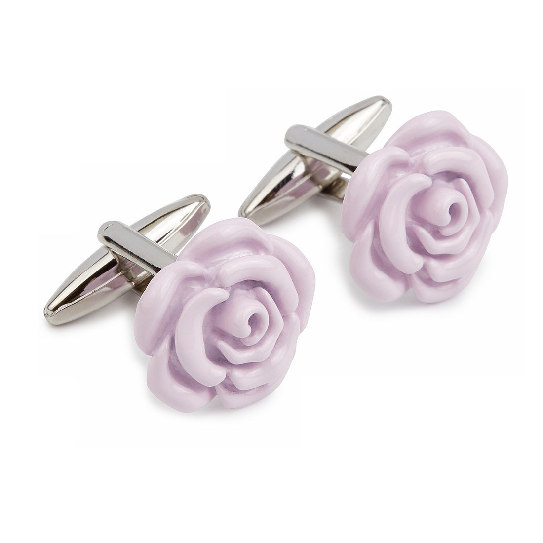 Lilac Purple Rose Metal Cufflink